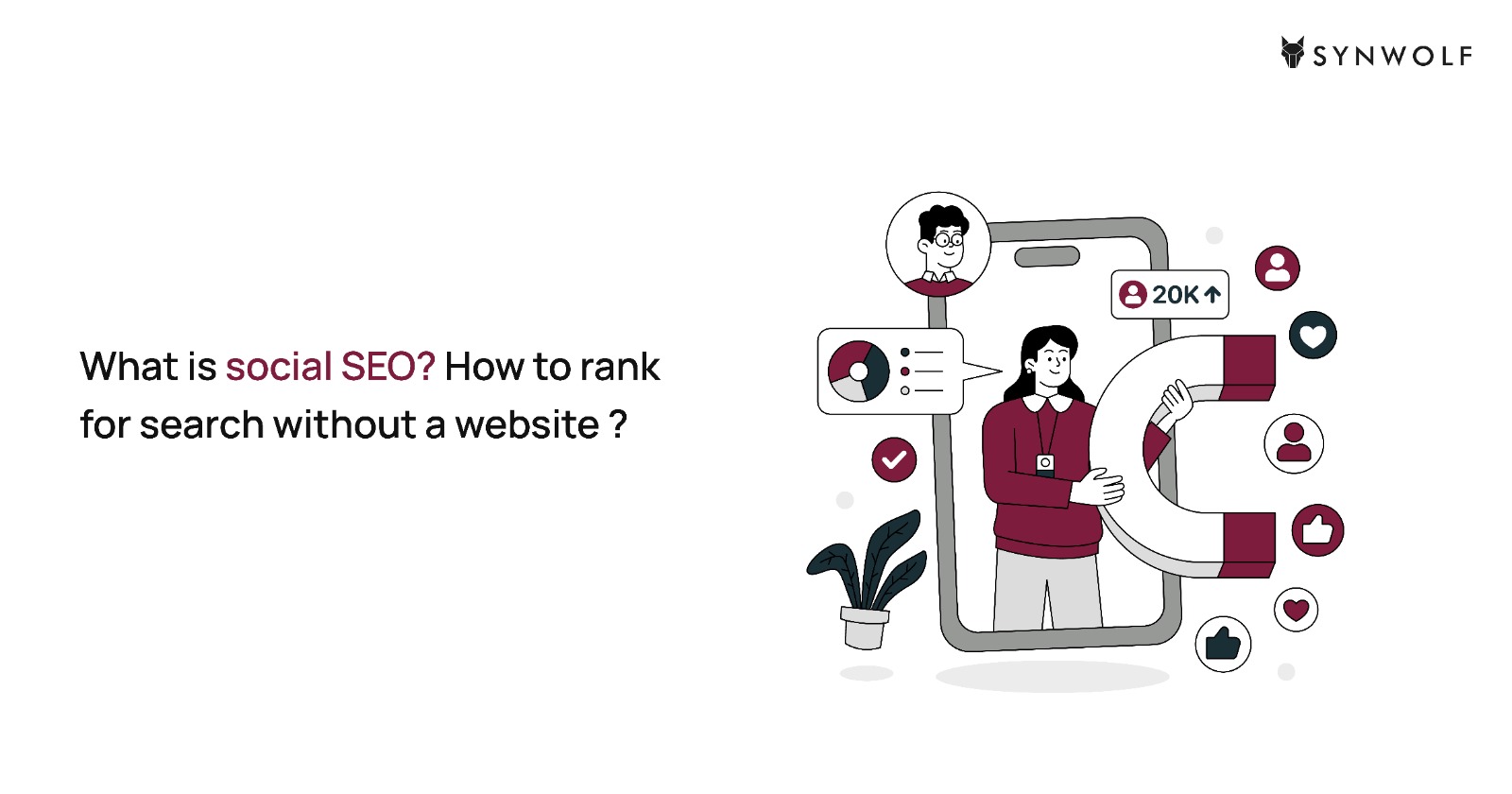 Illustration showing how Social SEO attracts audience, leads, drives traffic , boost content visibility and improves content rankings.